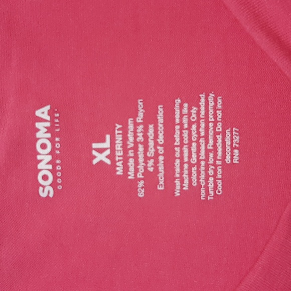 Maternity Tee Shirt Sonoma Brand Vibrant Pink With OH GIRL On Front Size XL - Picture 6 of 13